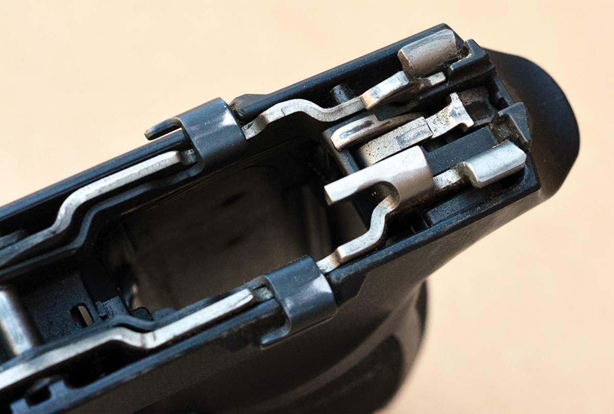 The mechanical design of the SIG Sauer P320 differs significantly from most other striker fired pistols in that when at rest.